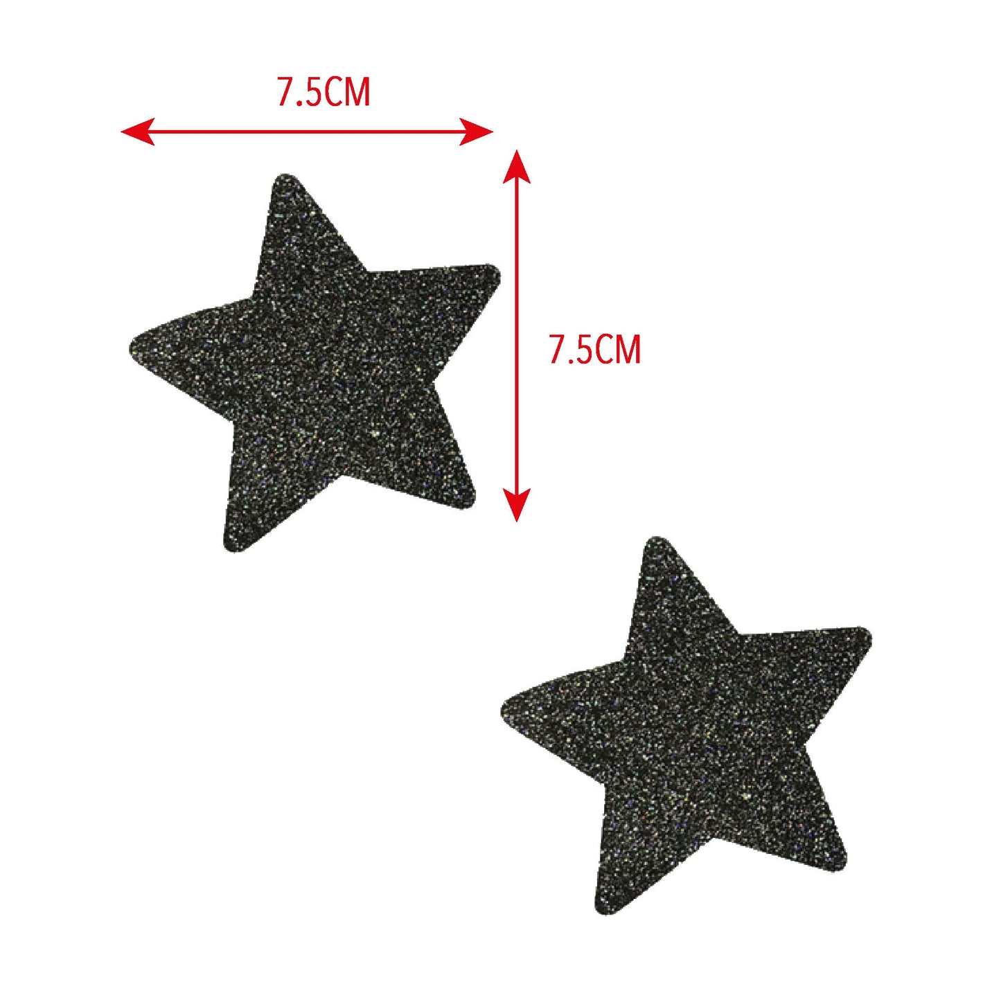 Black metallic glitter star nipple sticker