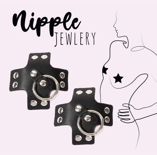 Nipple jewelry - faux leather stud X ACTOR