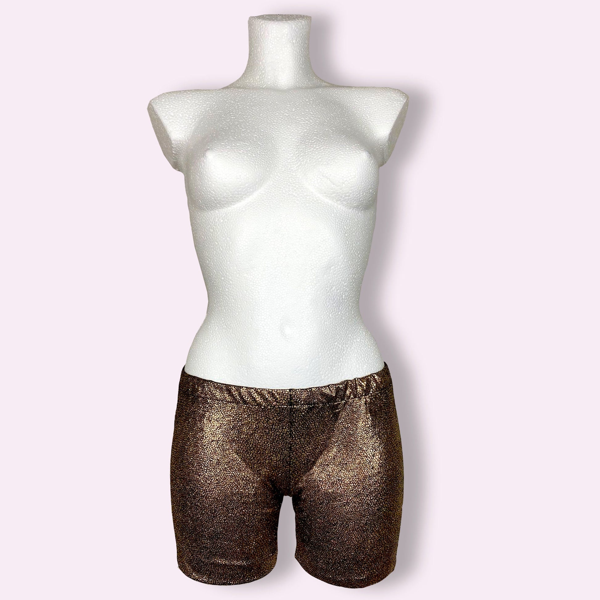 Rose gold metallic rave shorts