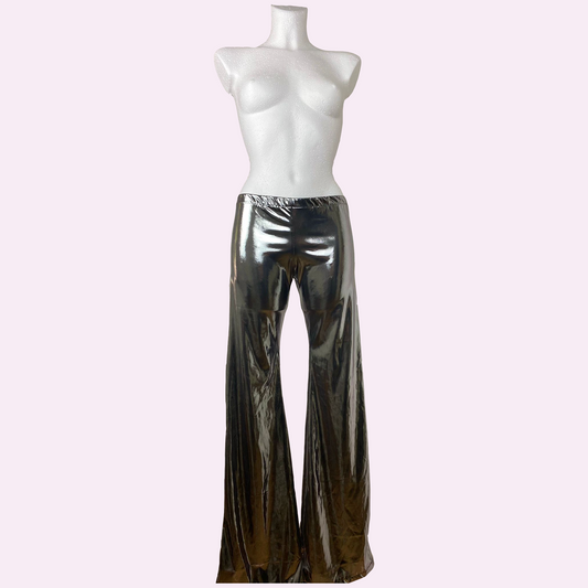 Metallic Silver flare pants