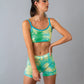 Green tie dye mesh shorts rave set