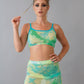 Green tie dye mesh skirt rave set