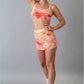 Pink tie dye mesh skirt rave set