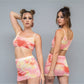 Pink tie dye mesh skirt rave set