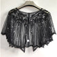 Black vintage look embroidered cape