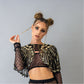 Glitter vintage look embroidered cape